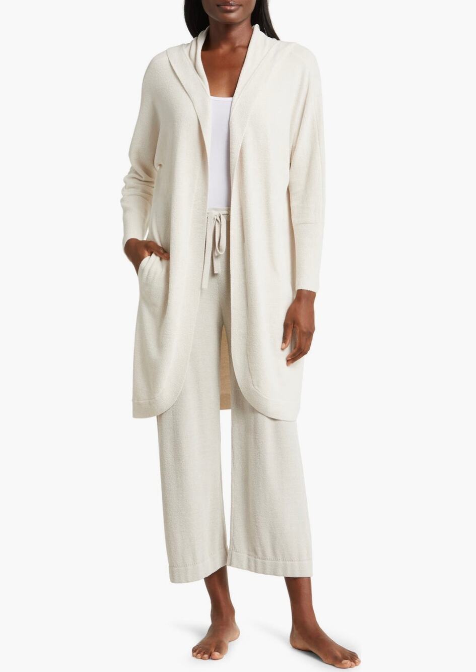 Barefoot Dreams M Hooded Cocoon Cardigan Almond